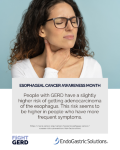 People with GERD have a slightly higher risk of getting adenocarcinoma of the esophagus. This risk seems to be higher in people who have more frequent symptoms.