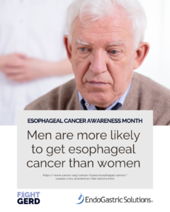 Men are more likely to get esophageal cancer than women