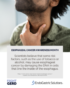 Scientists believe that some risk factors, such as the use of tobacco or alcohol, may cause esophageal cancer by damaging the DNA in cells that line the inside of the esophagus.
